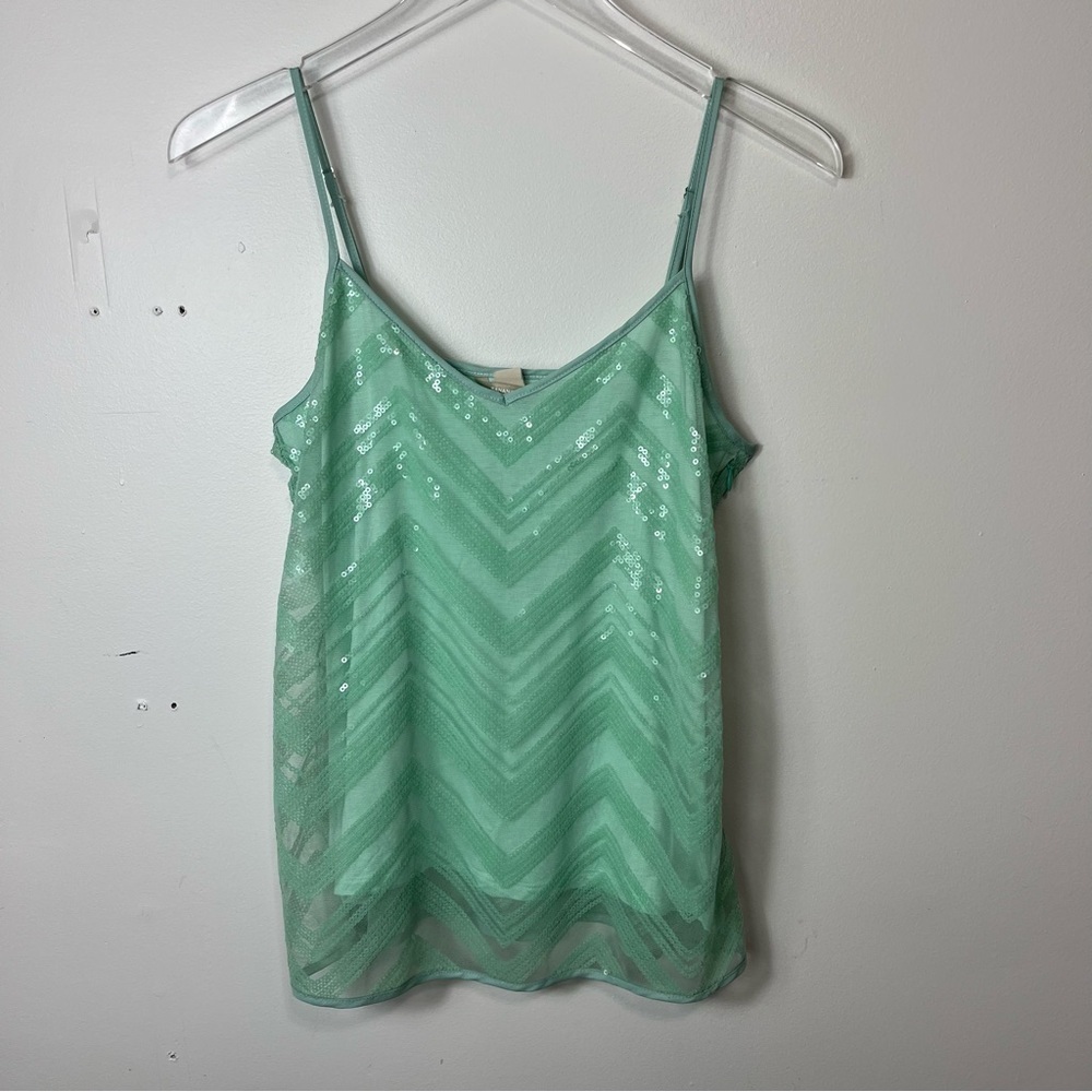 Banana Republic green sequin tank top size small 1748